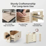 Modern Hotel Vanity Desk Drawers Adjustable Makeup Table Led Mirror Mdf Panel Dressing Table Storage Cabinet For Living Room - Image 3