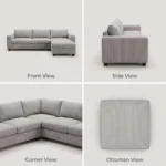 Modern Fabric Pull Out Sofa Bed L Shape Sectional Convertible Sleeper Sofa With Storage Ottoman For Living Room Guest Room - Image 3