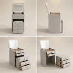 Modern Vanity Desk Drawers Adjustable Led Mirror Makeup Table Mdf Dressing Table Storage Cabinet For Hotel Living Room - Image 2