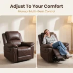 Modern Dark Brown Pu Leather Functional Sofa Set 1+2+3 Seater Reclining Easy Care Small Table For Home Theater & Living Room - Image 5