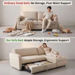 Modern Fabric Pull Out Sofa Bed L Shape Sectional Convertible Sleeper Sofa With Storage Ottoman For Living Room Guest Room - Image 5