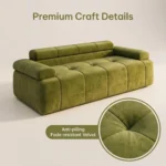 Quilted Grid Compressed Straight Sofa,Velvet Frameless Couch,Vacuum Packed Modern Living Room Sofa - Image 6