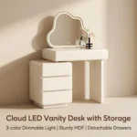 Modern Vanity Desk Drawers Adjustable Led Mirror Makeup Table Mdf Dressing Table Storage Cabinet For Hotel Living Room - Image 5
