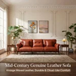 Mid- Modern Chesterfield Leather Sofa Set Genuine Leather Sponge Cushions Vintage Oil Waxed Finish For Apartment Living - Image 2