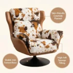 Modern Luxury Printed Chenille Comfortable Revolving Lounge Chair With Iron Swivel Base For Living Room - Image 3
