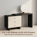 Modern Eco-friendly Vanity Desk Drawers Adjustable Makeup Table Led Mirror Mdf Dressing Table Storage Cabinet Hotel Living Room