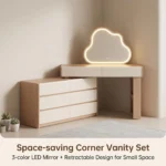 Modern Eco-friendly Vanity Desk Drawers Adjustable Makeup Table Led Mirror Mdf Dressing Table Storage Cabinet Hotel Living Room