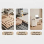 Modern Hotel & Living Room Vanity Desk With Drawers Adjustable Makeup Table Led Mirror Mdf Panel Dressing Table Storage Cabinet - Image 3