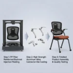 Modern Ergonomic Swivel Office Chair With Fixed Armrest And Backrest For Hotel,Classroom And School - Image 3