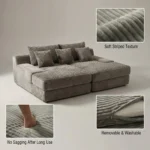 Modern Modular Extendable Sectional Sofa Velvet Fabric Sponge Filled Vacuum Compressed Leisure Couch Living Room - Image 6