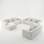 Modern Modular Compressed Velvet Frameless Chaise Lounge Sofa Set Vacuum Packed Minimalist Lazy Sofa Living Room