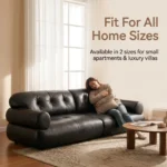 Mid- Modern Chesterfield Genuine Leather Sofa Set Vintage Tufted Straight Couch With Wood Legs - Image 4
