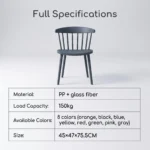 Modern Multicolor Pp Plastic Dining Chairs Stackable Lightweight Durable Portable Leisure Chair Indoor And Outdoor Daily Use - Image 5
