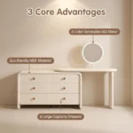 Modern Vanity Desk Drawers Adjustable Makeup Table Led Mirror Mdf Panel Dressing Table Storage Cabinet For Hotel Living Room - Image 4