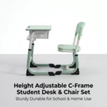 Modern C-shaped Stable Leg Adjustable Eco-friendly Student Desk Chair Set School Classroom Study Desk With Ventilated Drawer - Image 2