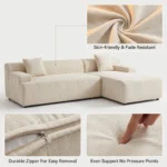 Block Chaise Compressed Sofa,Velvet Frameless L-shape Couch,Vacuum Packed Modern Living Room Sectional - Image 5