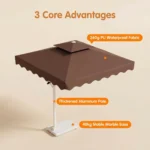 Heavy Duty Patio Umbrella,Waterproof Polyester,Thickened Aluminum Pole,Uv Resistant Outdoor Garden Commercial Sunshade - Image 4