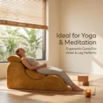 Multi-functional Modern Yoga Lounge Chair Set Compressible Velvet Extendable Tufted Foam Recliner - Image 3