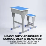Modern Reinforced Adjustable Eco-friendly Student Desk Stool Set Space-saving Backless Stool School Classroom Study Mdf Drawer - Image 4