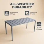 Outdoor Garden Dining Table Chair Set Minimalist Design Uv-resistant Powder Coated Metal Frame Pp Seat For Patios Courtyards - Image 5