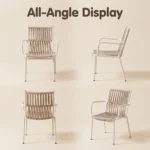 Modern Minimalist Rattan Aluminum Outdoor Furniture Set,Weather Resistant Waterproof Patio Bar Stool Chaise Lounge Coffee Table - Image 2