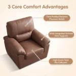 Stationary Leisure Accent Sofa Set,Faux Leather 1/2/3 Seater Single Double Triple Sofa Chair For Living Room & Office Furniture - Image 2