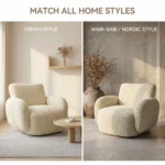 360 Swivel Single Armchair Modern Cream Popcorn Texture Fabric Tufted Accent Chair Easy Assembly For Bedroom - Image 3