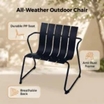 Outdoor Garden Dining Table Chair Set Minimalist Design Uv-resistant Powder Coated Metal Frame Pp Seat For Patios Courtyards - Image 4