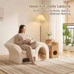 Pet Friendly Chesterfield Sofa Human & Pet Shared Single Sofa With Sponge Filled Linen Cover Cream Oak Wood Frame - Image 4