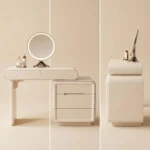 Modern Eco-friendly Durable Vanity Desk Drawers Adjustable Makeup Table Led Mirror Mdf Dressing Table Storage Hotel Living Room - Image 2