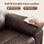 Modern Dark Brown Pu Leather Functional Sofa Set 1+2+3 Seater Reclining Easy Care Small Table For Home Theater & Living Room - Image 3