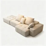 Quilted L-shape Compressed Sofa,Fabric Frameless Chaise Couch,Vacuum Packed Modern Living Room Sectional