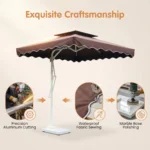 Heavy Duty Patio Umbrella,Waterproof Polyester,Thickened Aluminum Pole,Uv Resistant Outdoor Garden Commercial Sunshade - Image 3