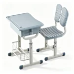 Modern Plastic Adjustable Eco-friendly Student Desk Chair Set Blue School Classroom Study Desk Pen Slot Cup Holder Workshop Use