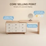 Modern Vanity Desk Drawers Adjustable Makeup Table Led Mirror Mdf Dressing Table Storage Cabinet For Hotel Living Room Bedroom - Image 4
