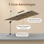Heavy Duty Patio Umbrella,Waterproof Polyester,Thickened Aluminum Pole,Uv Resistant Outdoor Garden Commercial Sunshade - Image 4
