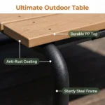 Outdoor Garden Dining Table Chair Set Minimalist Design Uv-resistant Powder Coated Metal Frame Pp Seat For Patios Courtyards - Image 5