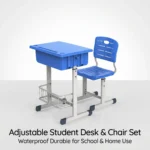 Modern Plastic Adjustable Student Desk Chair Set Blue School Classroom Study Desk Pen Slot Cup Holder Workshop Use Headtree - Image 2