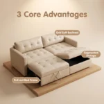Modern Fabric Pull Out Sofa Bed L Shape Sectional Convertible Sleeper Sofa With Storage Ottoman For Living Room Guest Room - Image 2