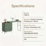 Modern Vanity Desk With Drawers Adjustable Makeup Table With Led Mirror Mdf Panel Storage Cabinet For Hotel Living Room Bedroom - Image 5