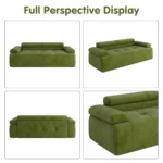 Quilted Grid Compressed Straight Sofa,Velvet Frameless Couch,Vacuum Packed Modern Living Room Sofa - Image 5