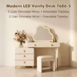 Modern Eco-friendly Vanity Desk Drawers Adjustable Makeup Table Led Mirror Mdf Dressing Table Storage Cabinet Hotel Living Room