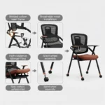 Modern Ergonomic Swivel Office Chair With Fixed Armrest And Backrest For Hotel,Classroom And School - Image 3