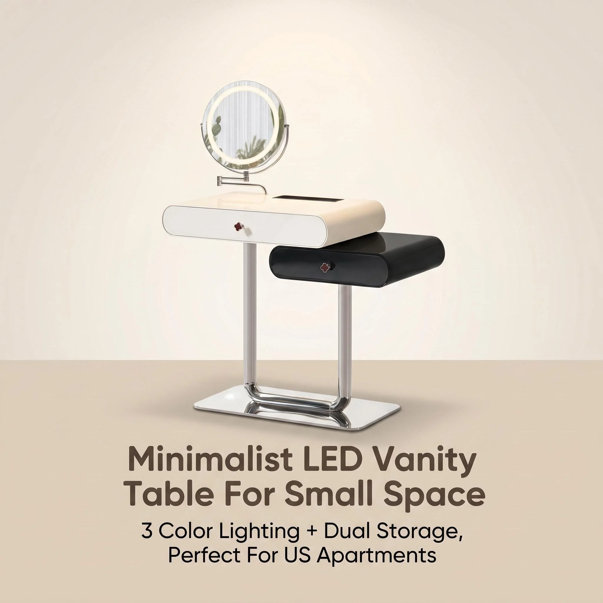 H230077fd31f64131ba722e31d3d54fc5d.webp Modern Vanity Desk Drawers Adjustable Makeup Table Led Mirror Mdf Dressing Table Storage Cabinet For Hotel Living Room Bedroom - Image 1