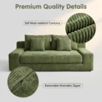 Skin-like Dog Pull-out Convertible Compressed Sofa Corduroy Velvet Frameless Extendable Vacuum Packed Modern 2-in-1 Sofa Bed Set - Image 6