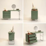 Modern Vanity Desk With Drawers Adjustable Makeup Table With Led Mirror Mdf Panel Storage Cabinet For Hotel Living Room Bedroom - Image 2
