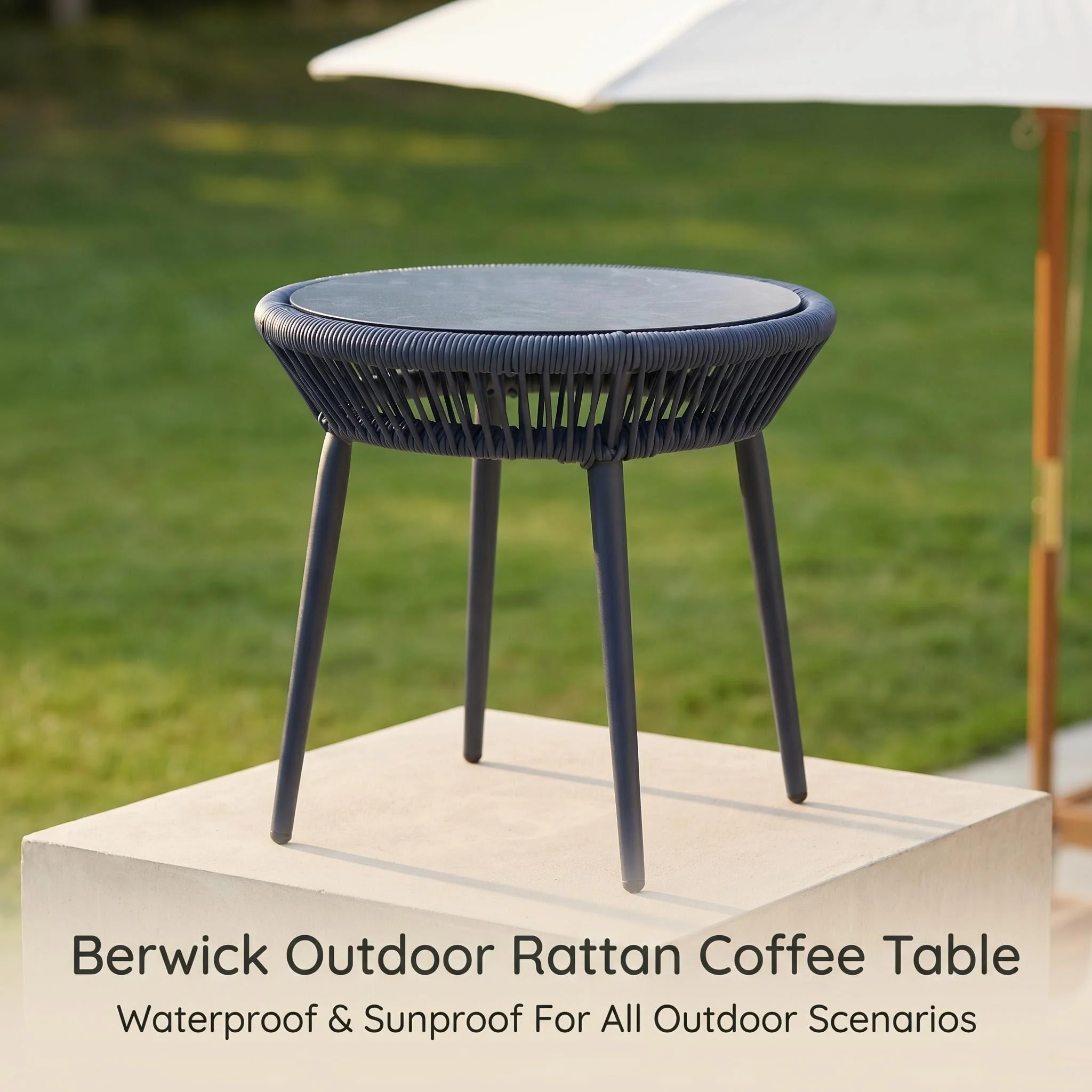 H27bd47ae8ce443f19c7c3a1e124e2e3bq.webp Modern Minimalist Rattan Aluminum Outdoor Furniture Set,Weather Resistant Waterproof Patio Bar Stool Chaise Lounge Coffee Table - Image 1