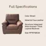 Stationary Leisure Accent Sofa Set,Faux Leather 1/2/3 Seater Single Double Triple Sofa Chair For Living Room & Office Furniture - Image 4