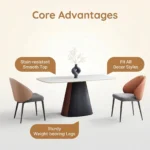 Modern Eco-friendly Sintered Stone Dining Table With Carbon Steel Base Rectangular/round/extendable Hotel Dining Room Furniture - Image 4