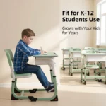 Modern C-shaped Stable Leg Adjustable Eco-friendly Student Desk Chair Set School Classroom Study Desk With Ventilated Drawer - Image 4